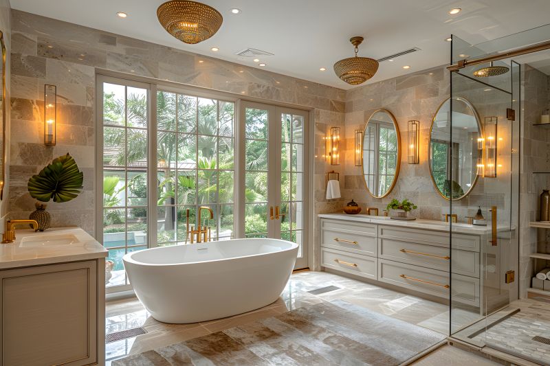 Freestanding Bathtub in a Contemporary Setting